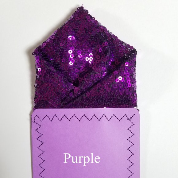 Men's Sequin Pre-Folded Pointed Pocket Square Insert - Purple - Picture 5 of 8
